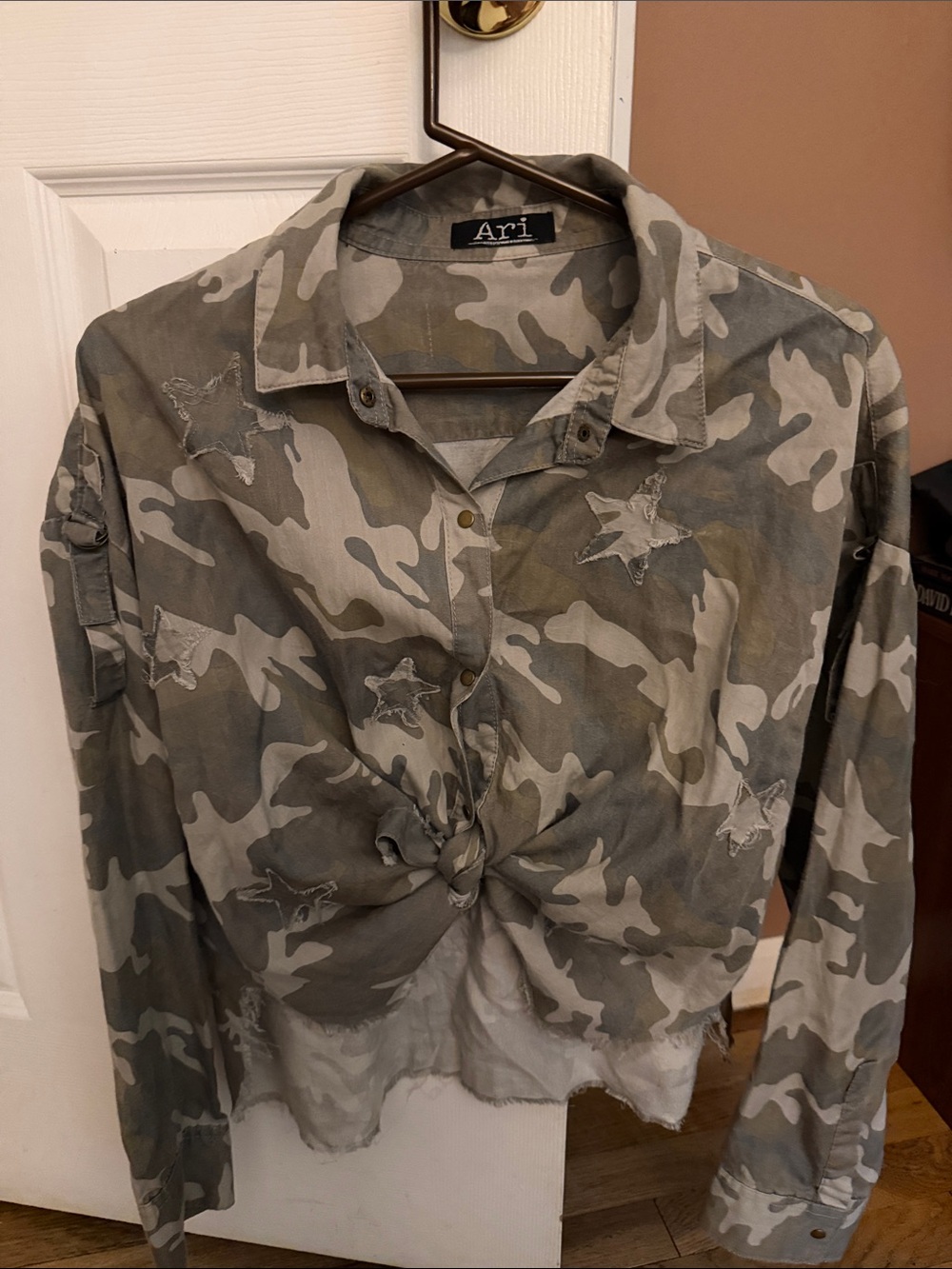 Women's Camouflage Button-Up Shirt - Olive Green